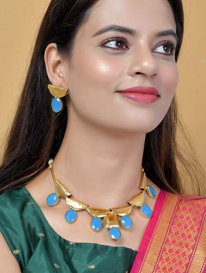 gold brass necklaces and earring - 18390126 - Standard Image - 6