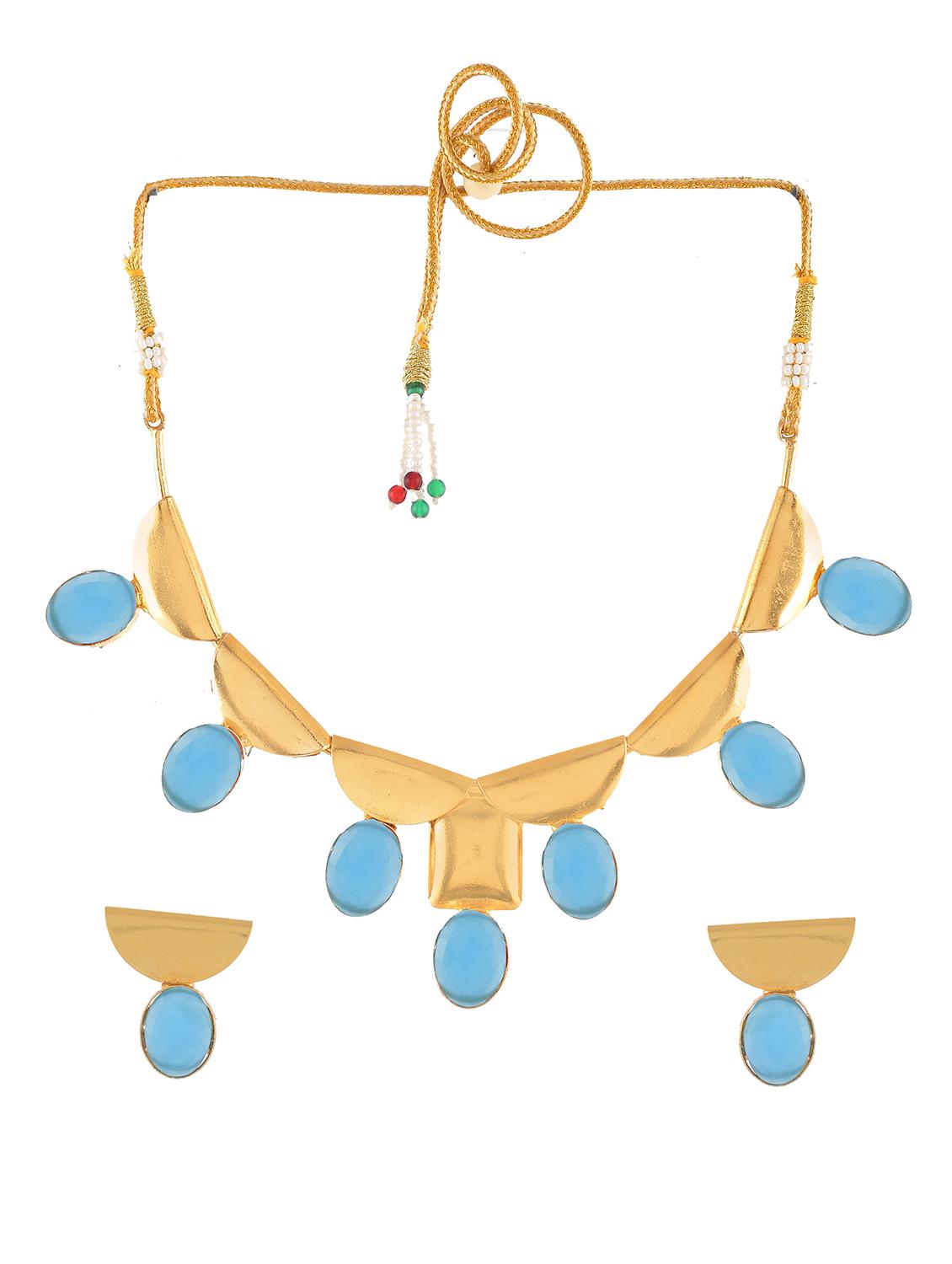 gold brass necklaces and earring - 18390126 - Zoom Image - 2
