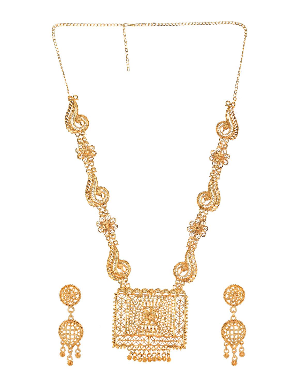 gold brass necklaces and earring - 18390150 - Zoom Image - 2
