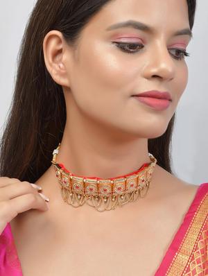 gold brass necklaces and earring - 18390273 - Standard Image - 4