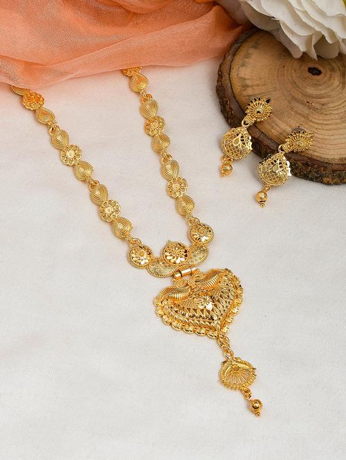gold brass necklaces and earring - 18390501 - Standard Image - 1