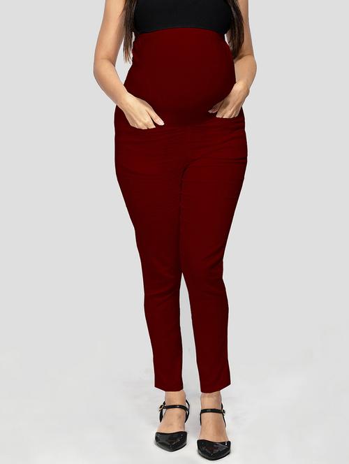 high rise solid maternity wear pant - 18390701 - Standard Image - 1