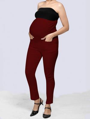 high rise solid maternity wear pant - 18390701 - Standard Image - 2