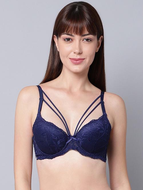 navy blue laced caged bra - 18390765 - Very Small Image - 1