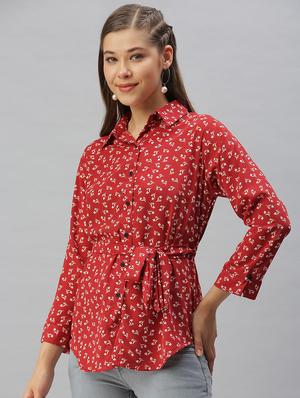 shirt collar floral regular shirt - 18390847 - Standard Image - 2