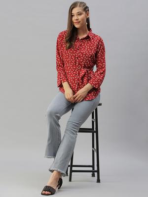 shirt collar floral regular shirt - 18390847 - Standard Image - 4