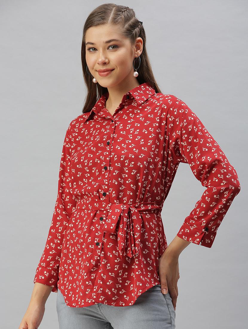 shirt collar floral regular shirt - 18390847 - Zoom Image - 2