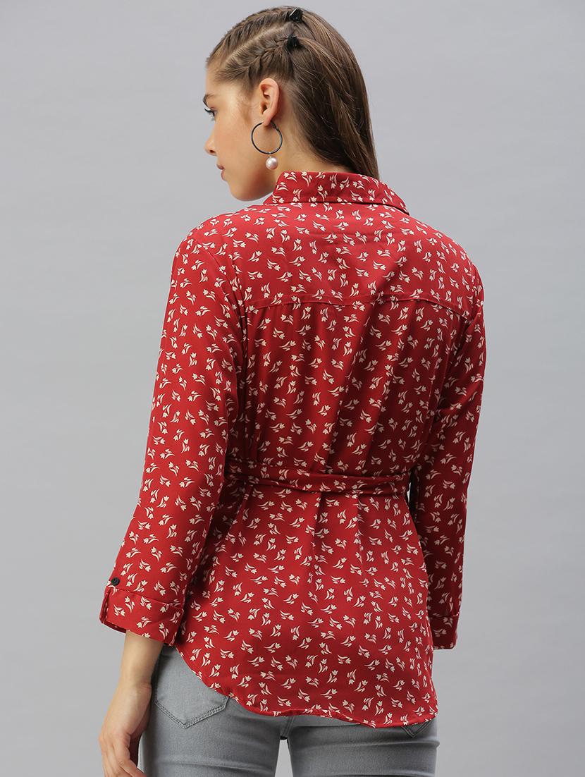 shirt collar floral regular shirt - 18390847 - Zoom Image - 3