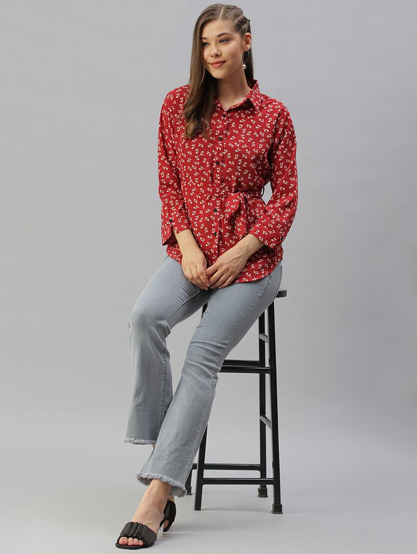 shirt collar floral regular shirt - 18390847 - Zoom Image - 4