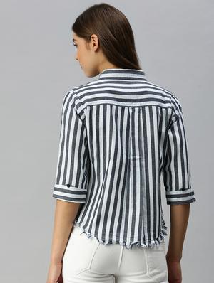 shirt collar striped regular shirt - 18390864 - Standard Image - 3