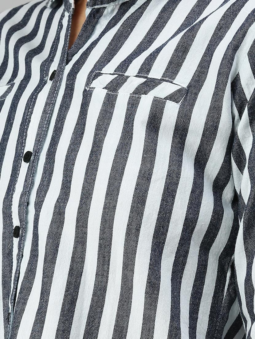 shirt collar striped regular shirt - 18390864 - Zoom Image - 5