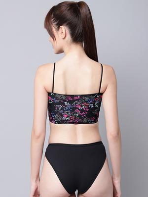black printed bra and panty set - 18390954 - Standard Image - 3