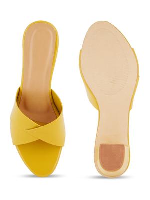 yellow synthetic slip on sandals - 18391560 - Standard Image - 3