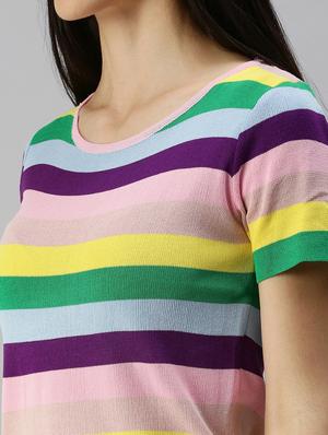 round neck striped crop top - 18391994 - Standard Image - 5