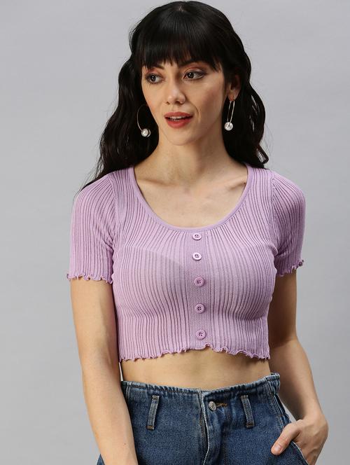 short sleeved solid crop top - 18392041 - Very Small Image - 1