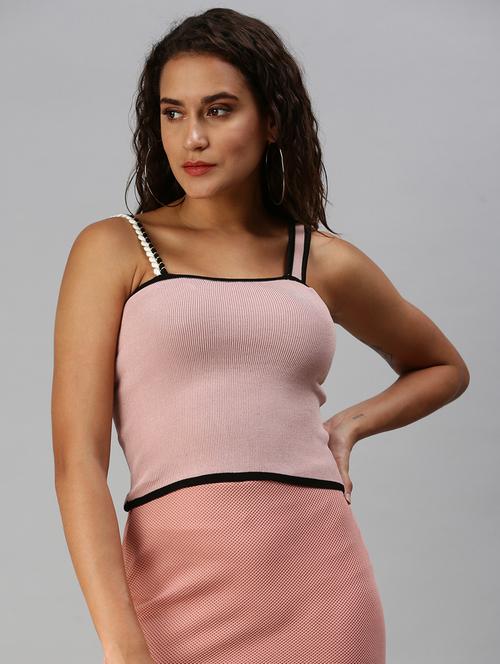 sleeveless solid crop top - 18392065 - Standard Image - 1