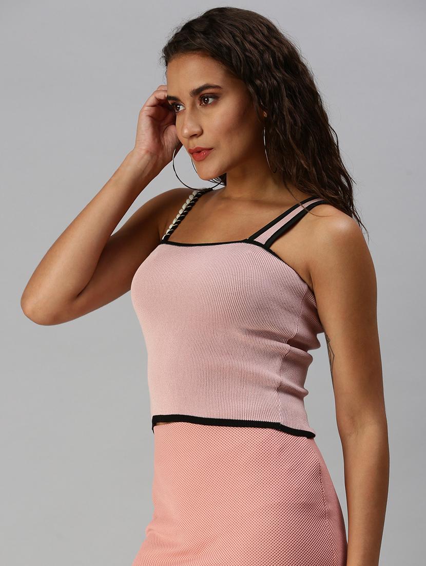 sleeveless solid crop top - 18392065 - Zoom Image - 2