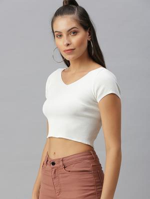 v-neck solid open back & tie top - 18392107 - Standard Image - 2