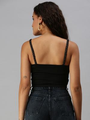 shoulder strap solid crop top - 18392284 - Standard Image - 3