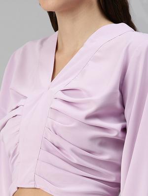 long sleeved solid high-low top - 18392347 - Standard Image - 5