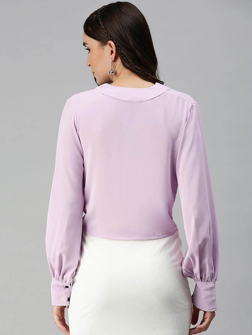 long sleeved solid high-low top - 18392347 - Zoom Image - 3