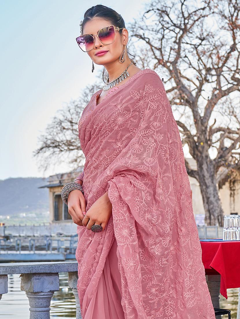 tonal embroidered saree with blouse - 18392530 - Zoom Image - 2