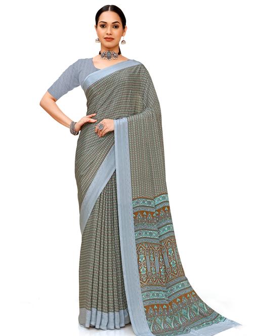 multi colored crepe printed saree with blouse - 18392850 - Standard Image - 1