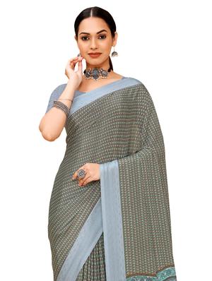 multi colored crepe printed saree with blouse - 18392850 - Standard Image - 3