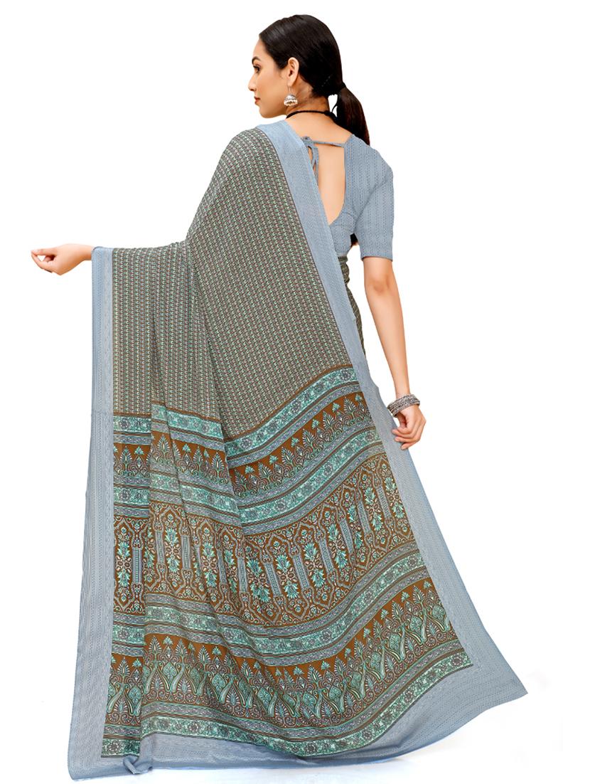 multi colored crepe printed saree with blouse - 18392850 - Zoom Image - 2