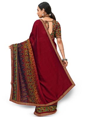 multi colored silk blend printed saree with blouse - 18392867 - Standard Image - 2