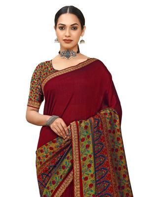 multi colored silk blend printed saree with blouse - 18392867 - Standard Image - 3