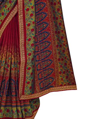 multi colored silk blend printed saree with blouse - 18392867 - Standard Image - 4