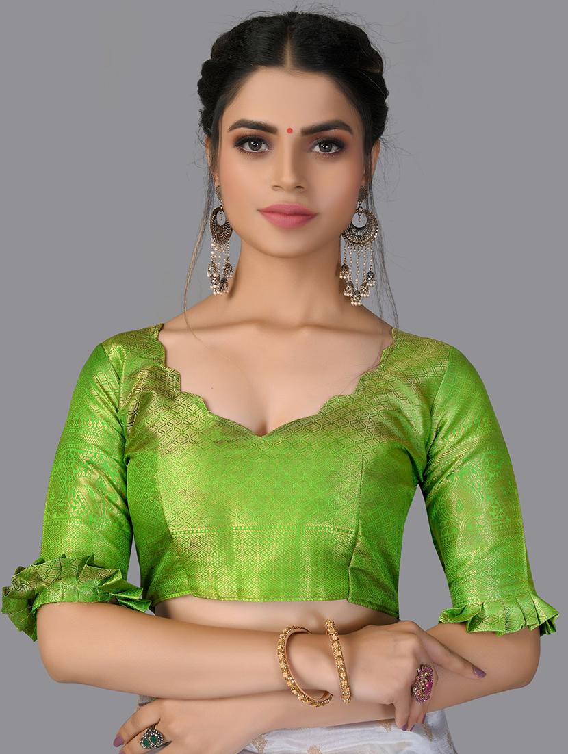 white silk blend woven saree with blouse - 18392924 - Zoom Image - 2