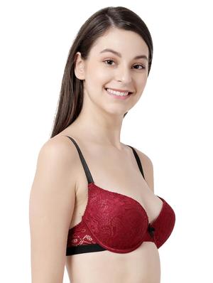 maroon lace plunge bra - 18393160 - Standard Image - 2