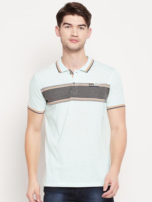 light-blue striped polo t-shirt - 18393219 - Standard Image - 1