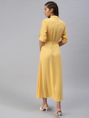 shirt collar striped a-line dress - 18393324 - Standard Image - 3