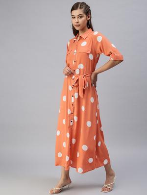 shirt collar polka dots a-line dress - 18393326 - Standard Image - 2