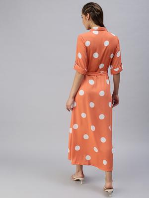 shirt collar polka dots a-line dress - 18393326 - Standard Image - 3
