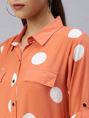 shirt collar polka dots a-line dress - 18393326 - Standard Image - 5