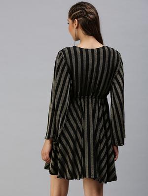 v-neck striped empire line dress - 18393329 - Standard Image - 3