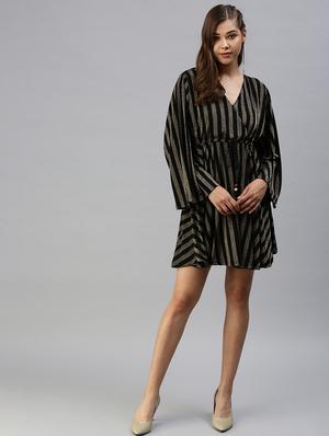 v-neck striped empire line dress - 18393329 - Standard Image - 4
