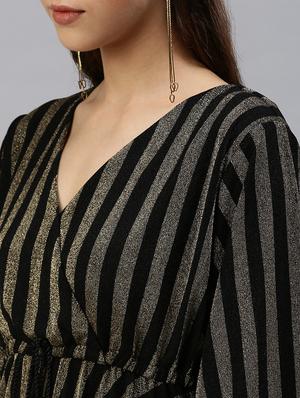 v-neck striped empire line dress - 18393329 - Standard Image - 5