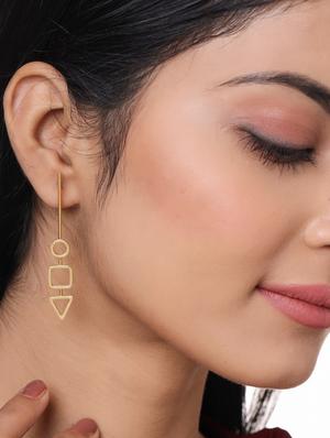 gold brass studs earring - 18393359 - Standard Image - 6