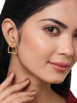 gold brass studs earring - 18393391 - Standard Image - 6