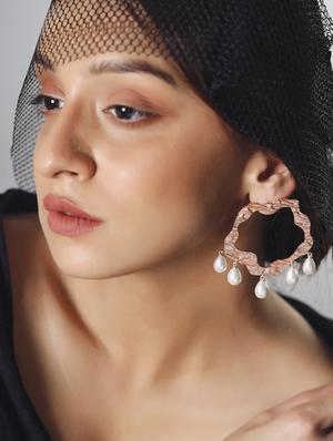 pink brass studs earring - 18393393 - Standard Image - 3