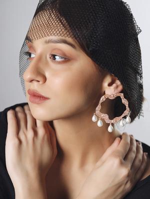 pink brass studs earring - 18393393 - Standard Image - 7