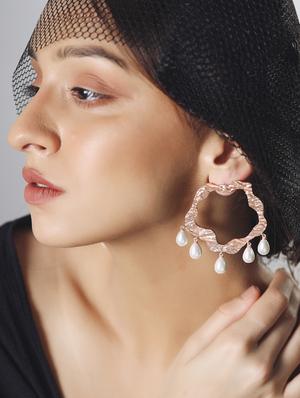 pink brass studs earring - 18393393 - Standard Image - 8