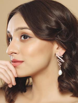 pink brass studs earring - 18393394 - Standard Image - 3