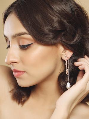 pink brass studs earring - 18393397 - Standard Image - 3