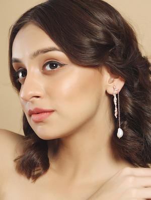 pink brass studs earring - 18393397 - Standard Image - 4